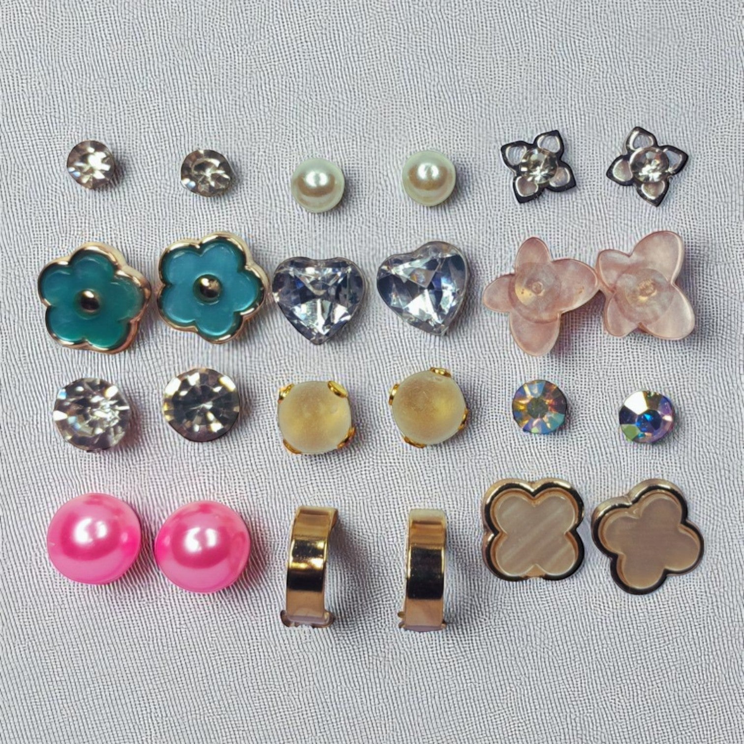 12 Pairs Stylish Stud Earrings Combo Set for Women & Girls