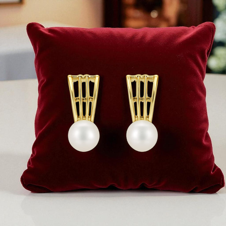 Elegant Gold-Plated Pearl Stud Earring Set – 3 Pairs, Modern Designs for Women