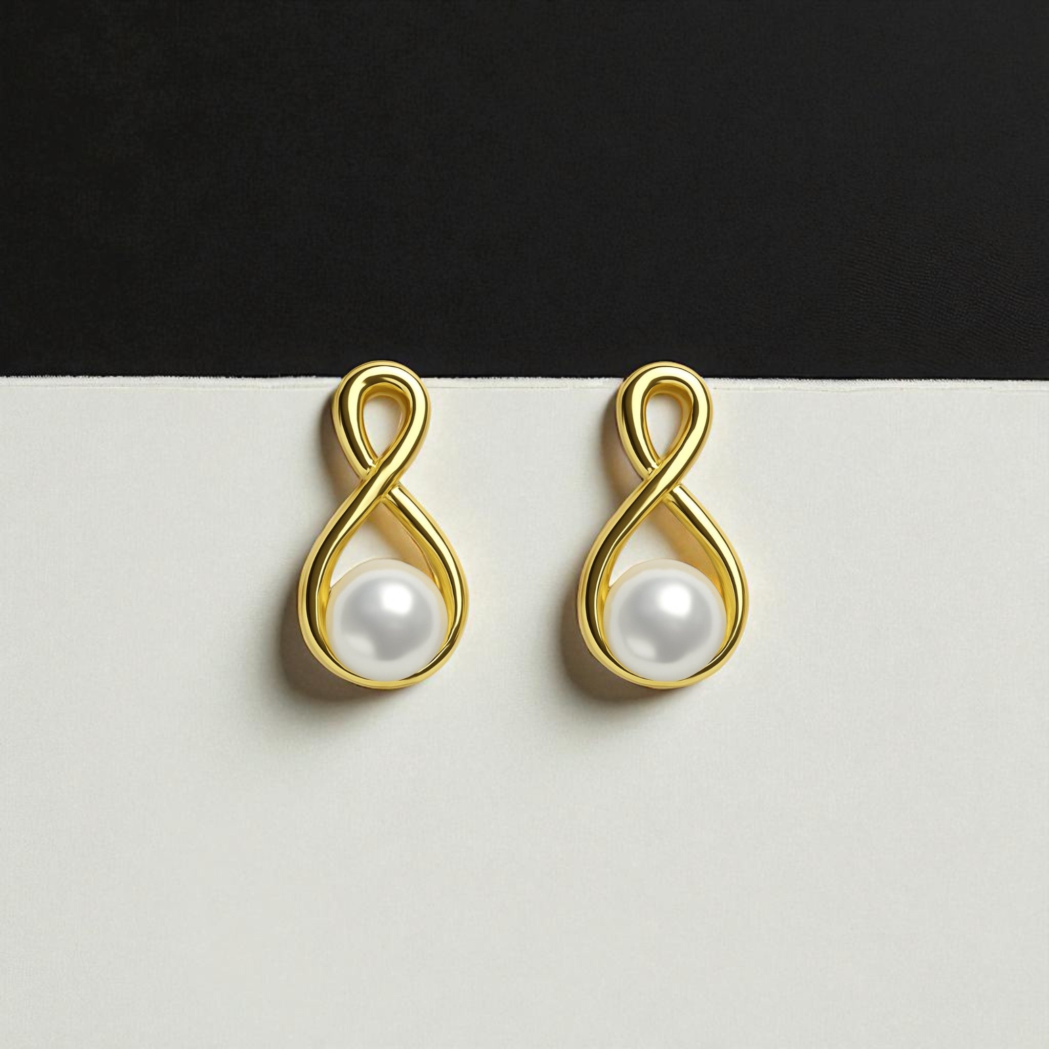 Elegant Gold-Plated Pearl Stud Earring Set – 3 Pairs, Modern Designs for Women