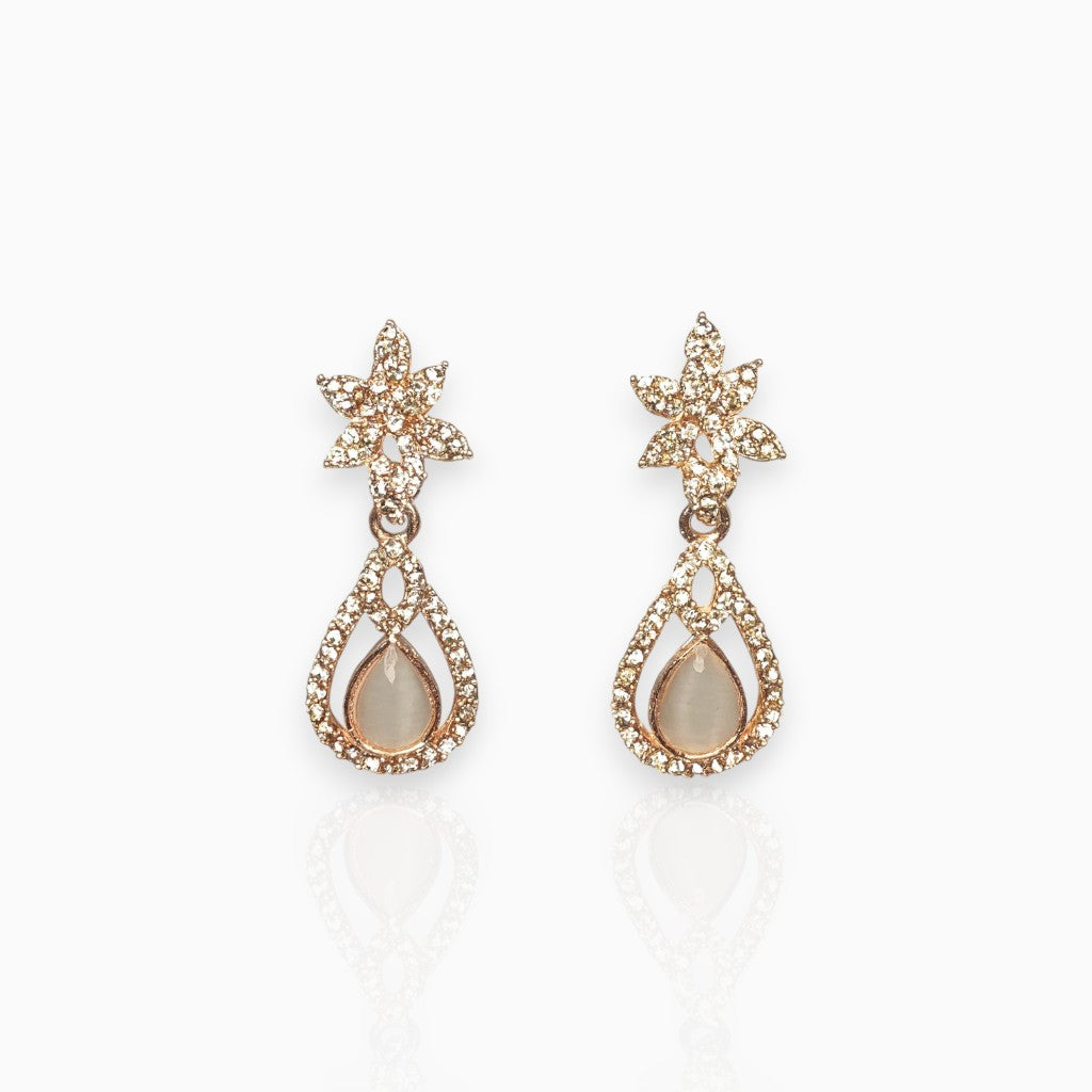 Elegant Floral Drop Earrings | Sparkling Party Wear