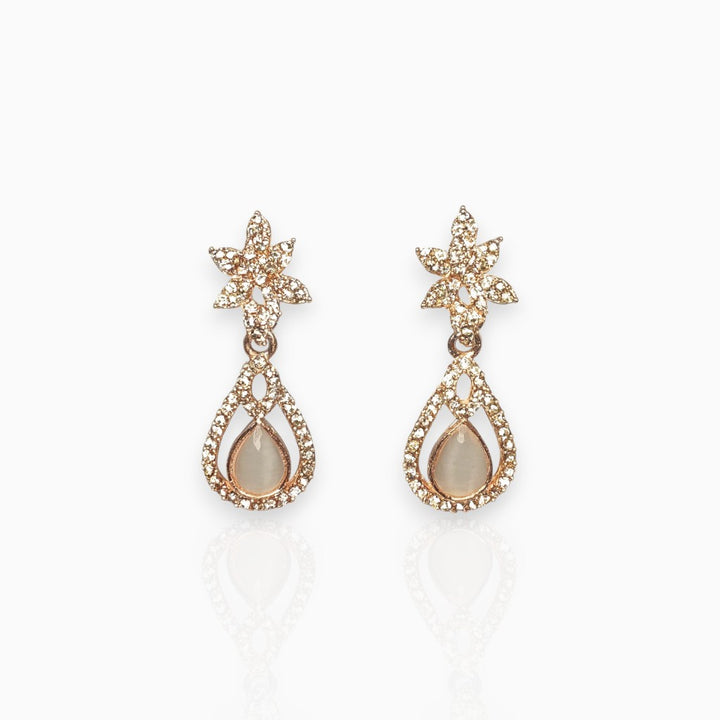 Elegant Floral Drop Earrings | Sparkling Party Wear