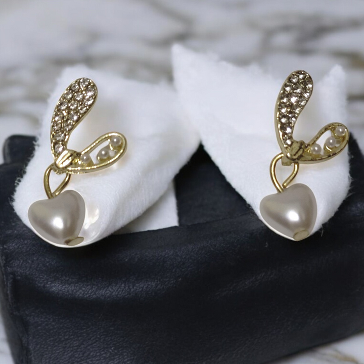 Heart Pearl Drop Earrings – Cute & Classy Charm