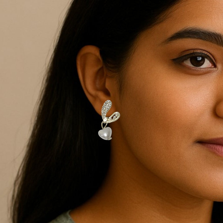 Heart Pearl Drop Earrings – Cute & Classy Charm