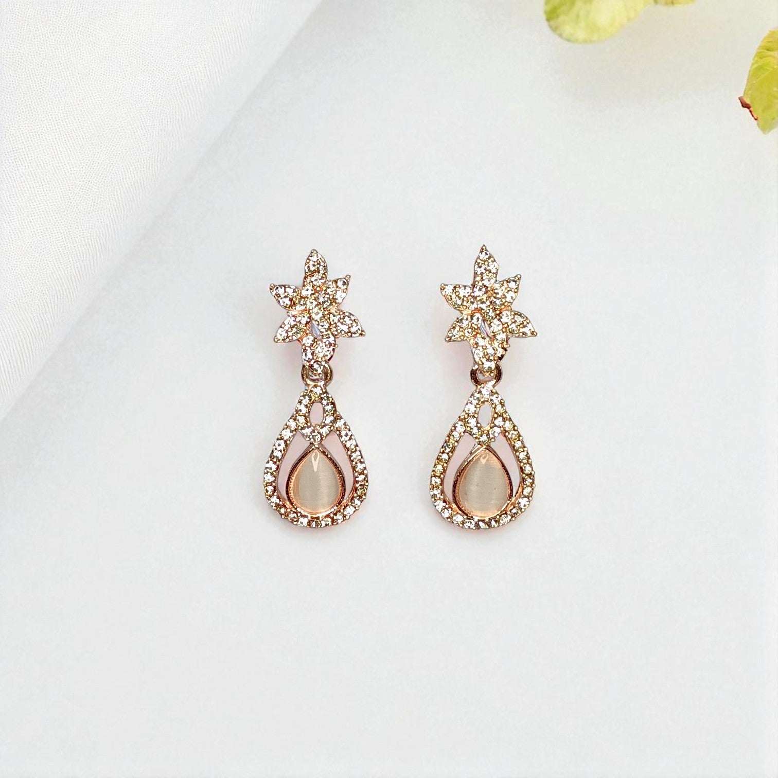 Elegant Floral Drop Earrings | Sparkling Party Wear