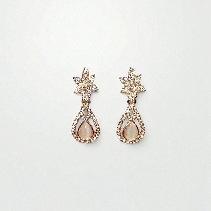 Elegant Floral Drop Earrings | Sparkling Party Wear
