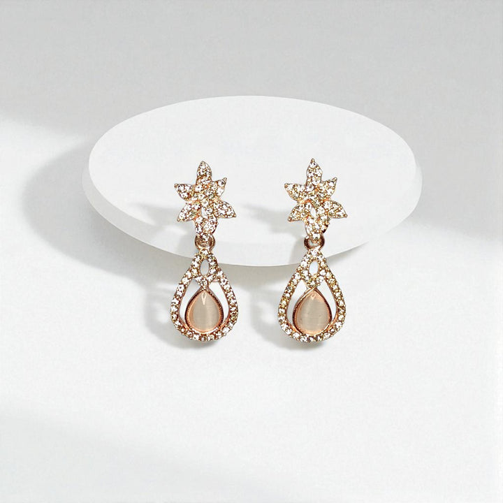 Elegant Floral Drop Earrings | Sparkling Party Wear