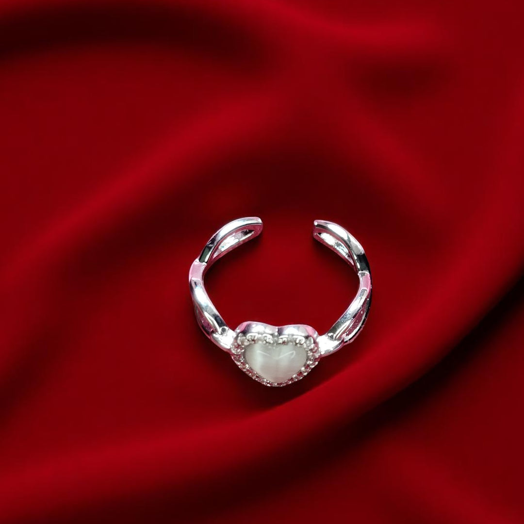 Imitation Silver-Finish Heart Adjustable Ring