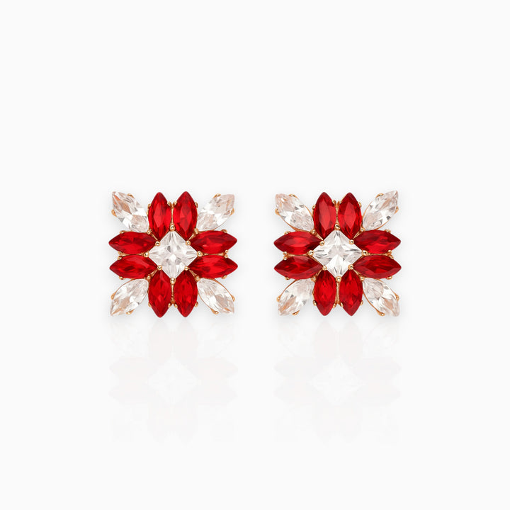 Ruby Blossom Stud Earrings – Festive Sparkle