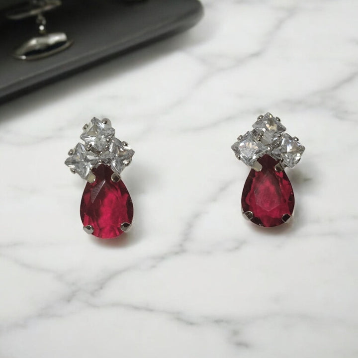 Red Teardrop Crystal Earrings – Chic & Elegant